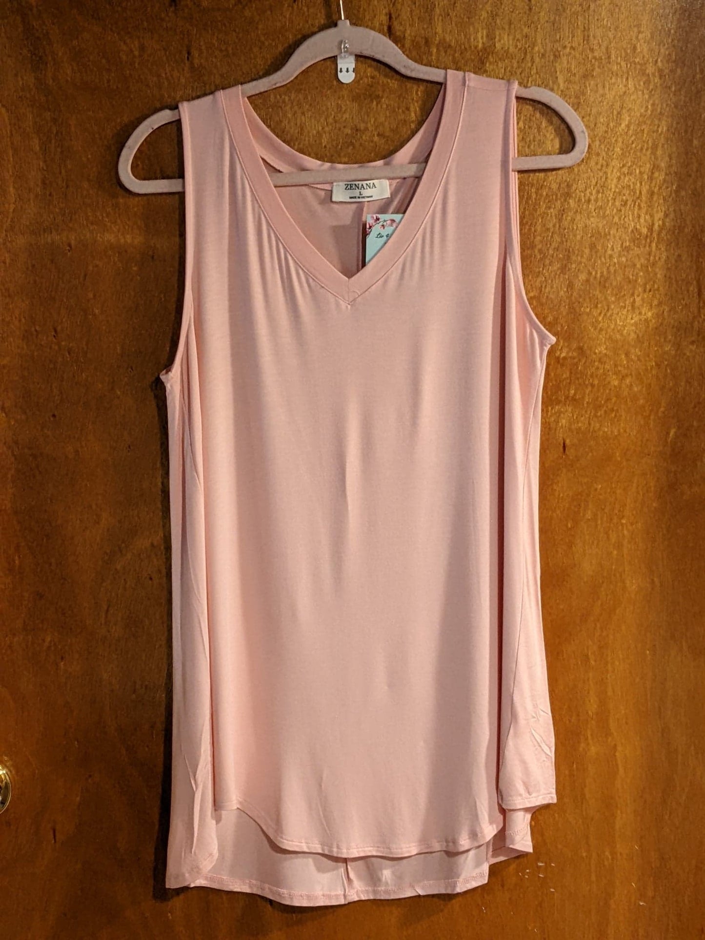 Dusty Pink V Neck Sleeveless Hi-low Top