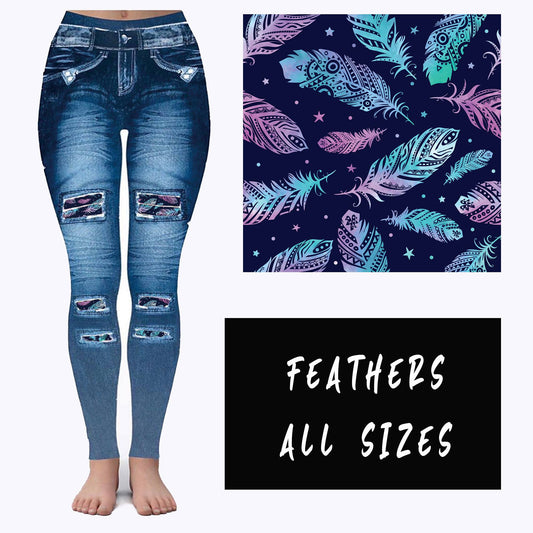 Feathers Blue Jean Leggings (GC)