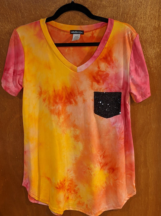 Fuchsia-Coral Short Sleeve Shirt