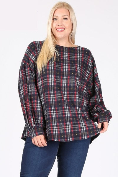 Check Print Tunic Top