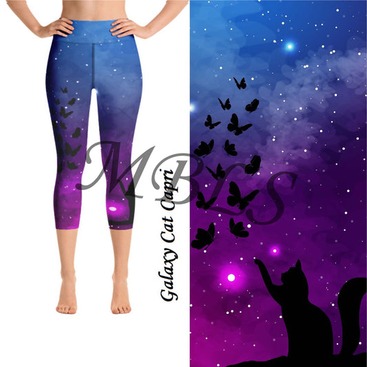 Galaxy Cat Capri Leggings (MB)