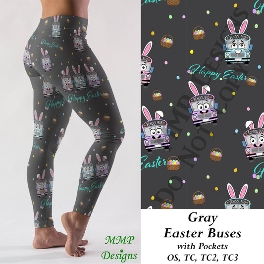 Easter Buses Leggings with Pockets (MMP)