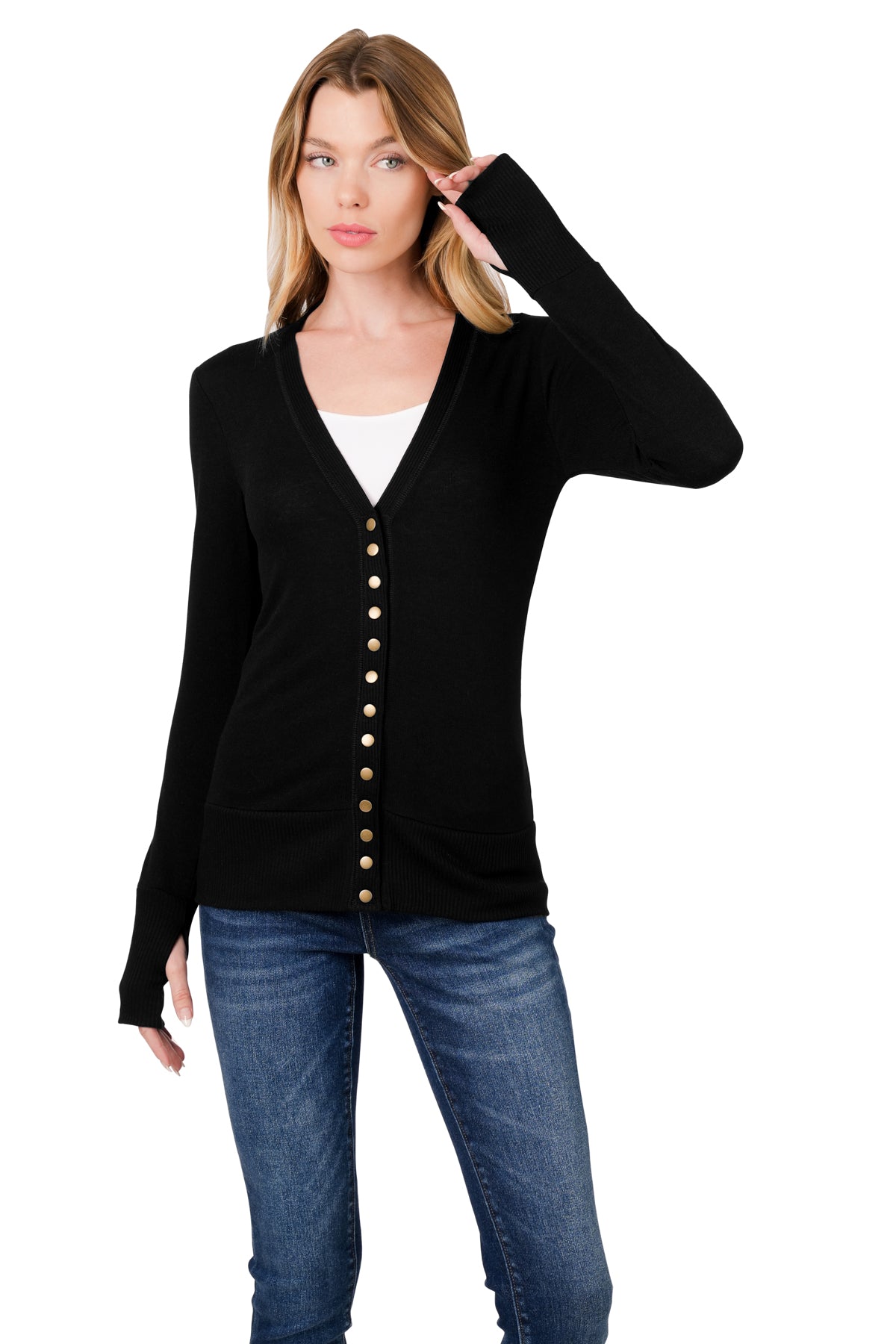 Black Thumbhole Cardigan