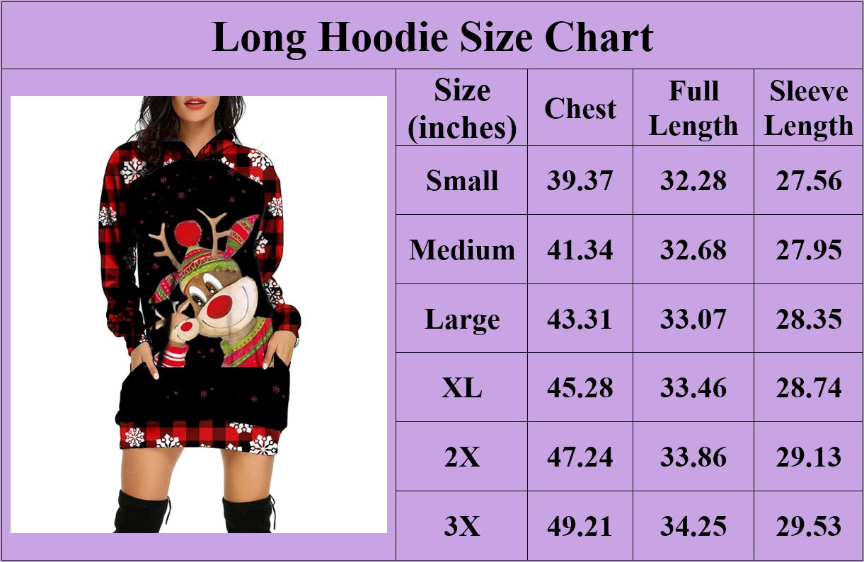 Long Christmas Hoodie with Pockets