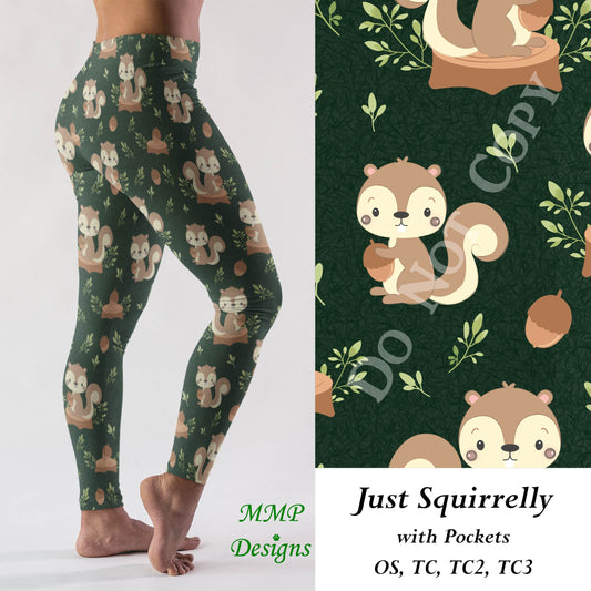 Just Squirrelly Leggings/Capri with Pockets (MMP)