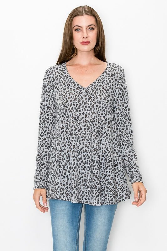 Mint Snow Leopard Long Sleeve Tunic
