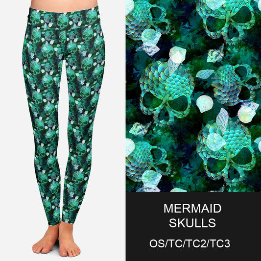 Mermaid Skulls Leggings with Pockets (CDW)