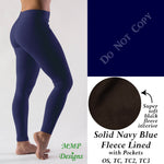 Solid Navy Blue Fleece Lined Leggings with Pockets (MMP)