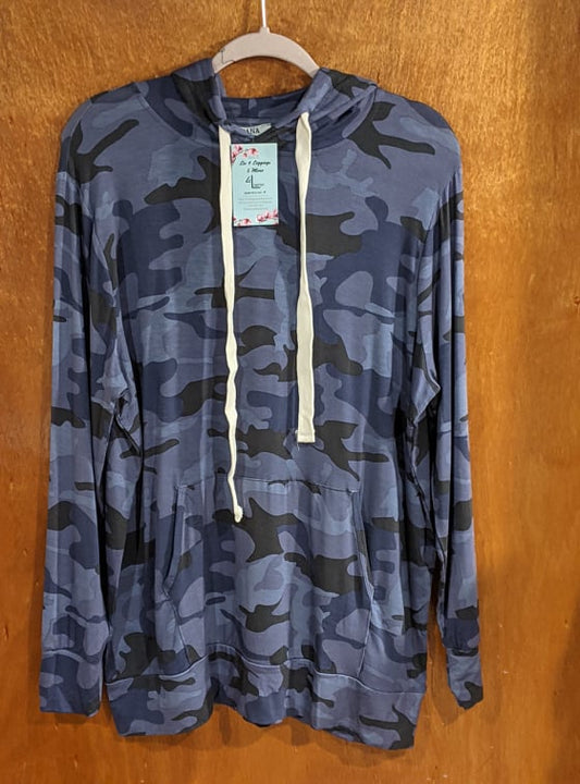 Navy Camo Hoodie with Kangaroo Pocket