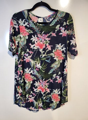 Navy Top with Flowers