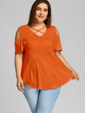 Orange Criss Cross Cold Shoulder Shirt (MMP)