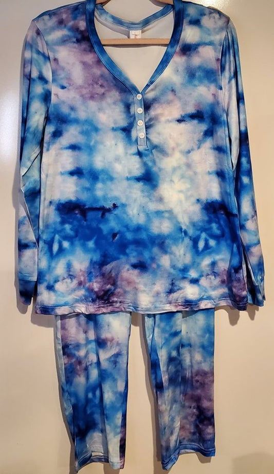 Blue Tie Dye Mommy & Me Pajama Sets OBW