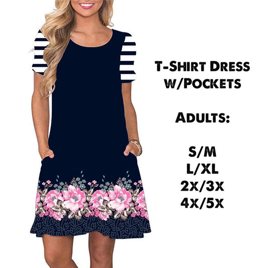 Navy Floral T-Shirt Dress (AR)