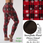 Plaid Snowflakes Fleece Lined Leggings with Pockets (MMP)