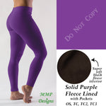 Solid Purple Fleece Lined Leggings with Pockets MMP