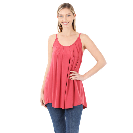 Rose Pleated Spaghetti Strap Cami