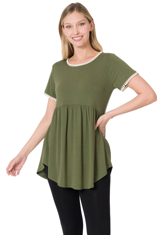 Ash Olive Short Sleeve Empire Waist Tunic