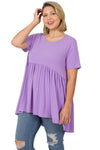 Lavender Short Sleeve Waist Shirt