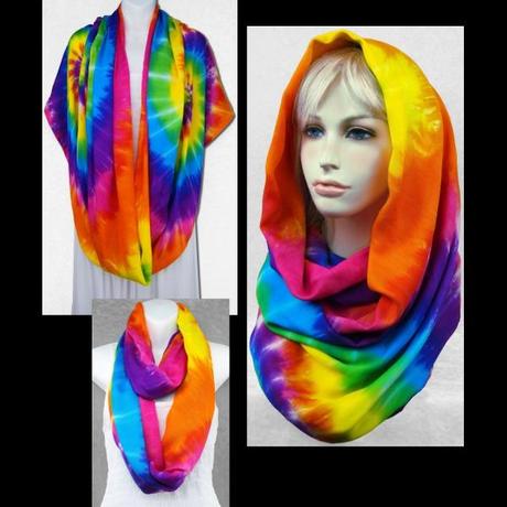 Rainbow Spiral Tie-Dye Infinity Scarf/Shawl