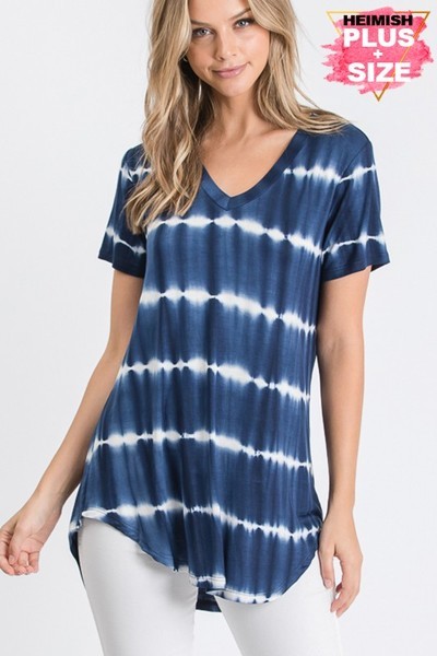 Navy Tie Dye V-Neck Tunic