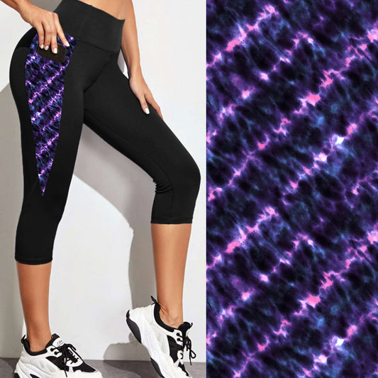 Shibori Tie Dye Capri Leggings Pocket Panel (GC)