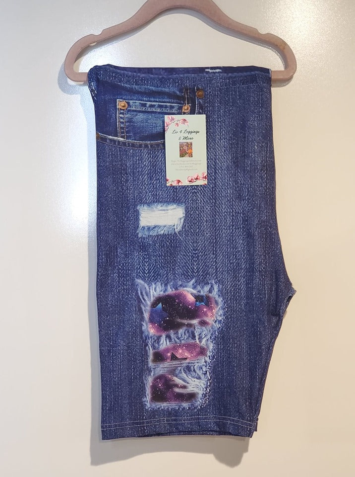 Starry Galaxy Sky Denim Shorts (LEB)