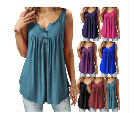 Black Tank with Front Buttons