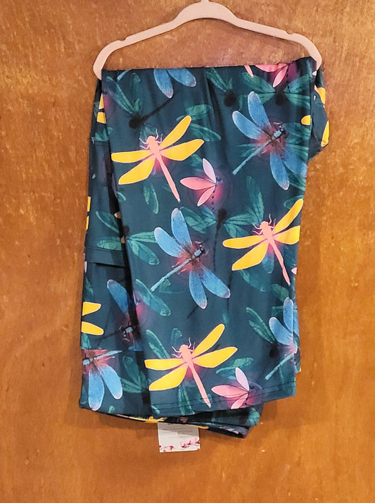 Teal Dragonfly Capri with Pockets (TLG)