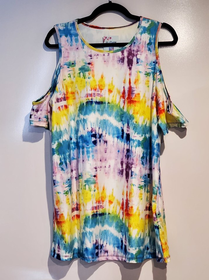 Tie Dye Cold Shoulder Shirt (R&R)