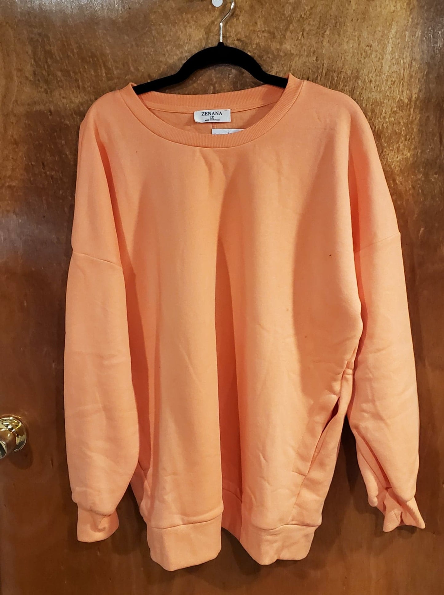 Peach Crew Neck Sweater with Pockets