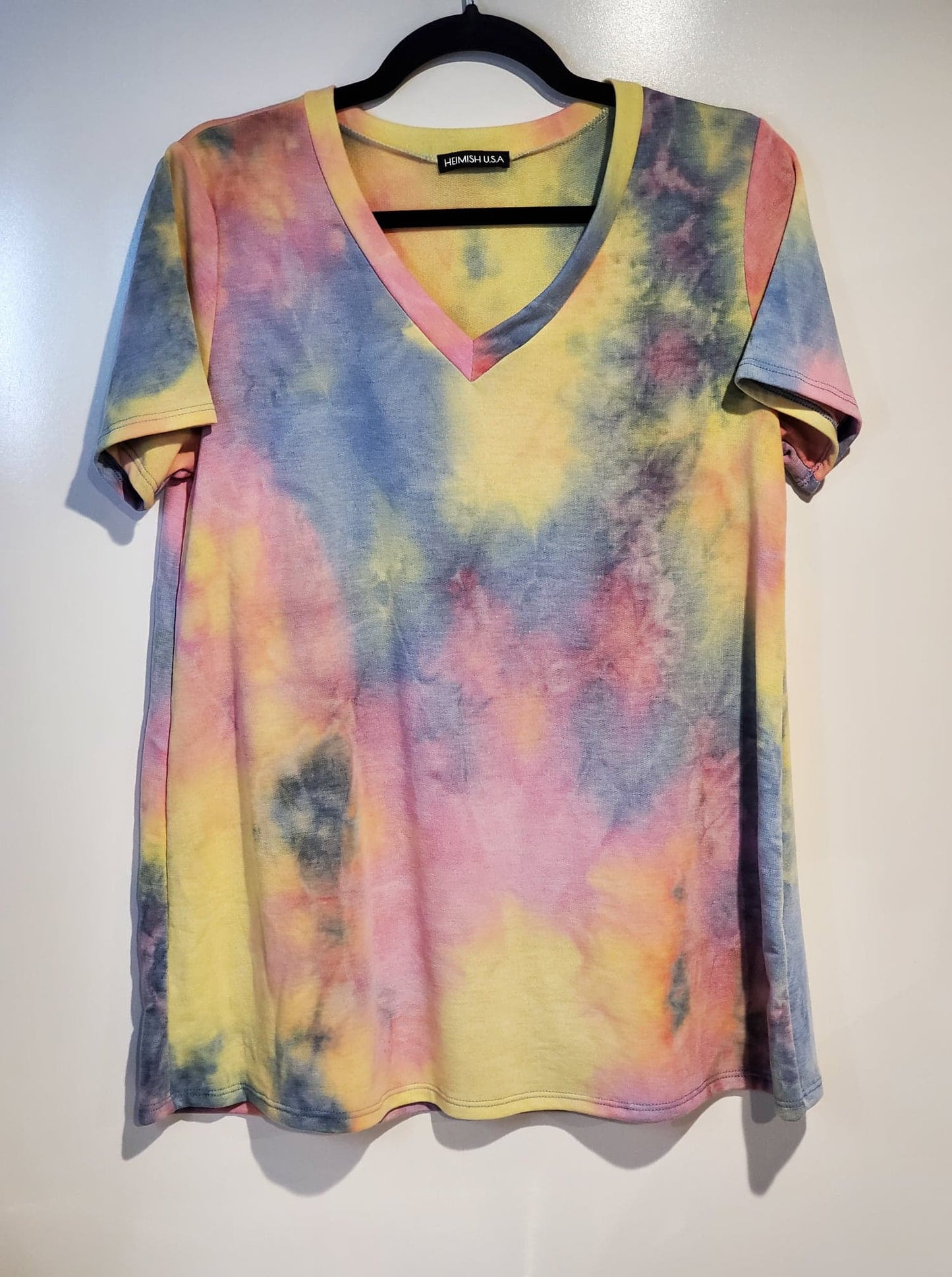 Soft Tie Dye V- Neck Short Sleeve Shirt